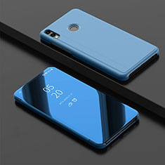 Coque Portefeuille Livre Cuir Miroir Housse Etui Clapet pour Huawei Enjoy 9 Plus Bleu