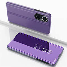 Coque Portefeuille Livre Cuir Miroir Housse Etui Clapet pour Huawei Honor 50 5G Violet Clair