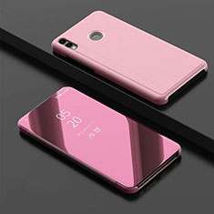 Coque Portefeuille Livre Cuir Miroir Housse Etui Clapet pour Huawei Honor V10 Lite Or Rose