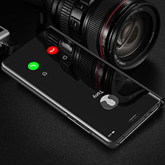 Coque Portefeuille Livre Cuir Miroir Housse Etui Clapet pour Huawei Honor V30 5G Noir