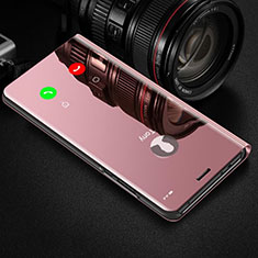 Coque Portefeuille Livre Cuir Miroir Housse Etui Clapet pour Huawei Honor V30 5G Or Rose