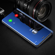 Coque Portefeuille Livre Cuir Miroir Housse Etui Clapet pour Huawei Honor View 30 5G Bleu