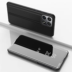 Coque Portefeuille Livre Cuir Miroir Housse Etui Clapet pour Huawei Honor X8b Noir