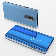 Coque Portefeuille Livre Cuir Miroir Housse Etui Clapet pour Huawei Mate 10 Lite Bleu