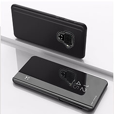 Coque Portefeuille Livre Cuir Miroir Housse Etui Clapet pour Huawei Mate 30 Lite Noir