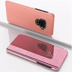 Coque Portefeuille Livre Cuir Miroir Housse Etui Clapet pour Huawei Nova 5z Or Rose
