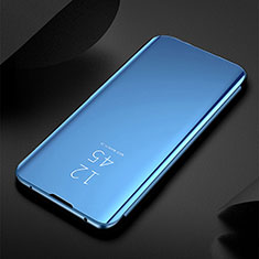 Coque Portefeuille Livre Cuir Miroir Housse Etui Clapet pour Huawei Nova 6 Bleu Ciel
