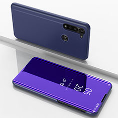 Coque Portefeuille Livre Cuir Miroir Housse Etui Clapet pour Motorola Moto G8 Power Violet