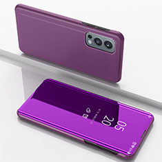 Coque Portefeuille Livre Cuir Miroir Housse Etui Clapet pour OnePlus Nord 2 5G Violet