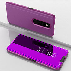 Coque Portefeuille Livre Cuir Miroir Housse Etui Clapet pour Oppo A9X Violet