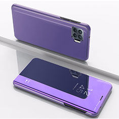 Coque Portefeuille Livre Cuir Miroir Housse Etui Clapet pour Oppo F17 Pro Violet