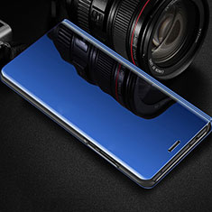 Coque Portefeuille Livre Cuir Miroir Housse Etui Clapet pour Oppo R17 Pro Bleu