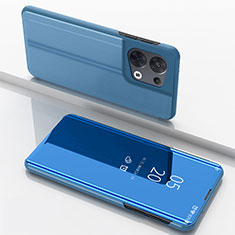 Coque Portefeuille Livre Cuir Miroir Housse Etui Clapet pour Oppo Reno8 Pro+ Plus 5G Bleu