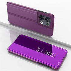 Coque Portefeuille Livre Cuir Miroir Housse Etui Clapet pour Oppo Reno8 Pro+ Plus 5G Violet