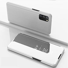 Coque Portefeuille Livre Cuir Miroir Housse Etui Clapet pour Samsung Galaxy A02s Argent