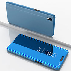 Coque Portefeuille Livre Cuir Miroir Housse Etui Clapet pour Samsung Galaxy A10 Bleu