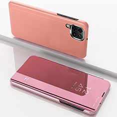 Coque Portefeuille Livre Cuir Miroir Housse Etui Clapet pour Samsung Galaxy A12 5G Or Rose