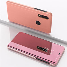 Coque Portefeuille Livre Cuir Miroir Housse Etui Clapet pour Samsung Galaxy A30 Or Rose