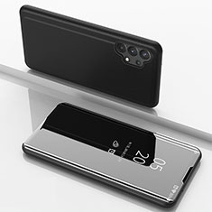 Coque Portefeuille Livre Cuir Miroir Housse Etui Clapet pour Samsung Galaxy A32 4G Noir