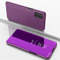 Coque Portefeuille Livre Cuir Miroir Housse Etui Clapet pour Samsung Galaxy A72 4G Violet Clair