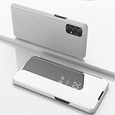 Coque Portefeuille Livre Cuir Miroir Housse Etui Clapet pour Samsung Galaxy A72 5G Argent