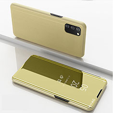 Coque Portefeuille Livre Cuir Miroir Housse Etui Clapet pour Samsung Galaxy F02S SM-E025F Or