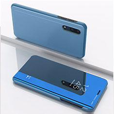 Coque Portefeuille Livre Cuir Miroir Housse Etui Clapet pour Samsung Galaxy M10 Bleu
