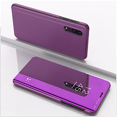 Coque Portefeuille Livre Cuir Miroir Housse Etui Clapet pour Samsung Galaxy M10 Violet