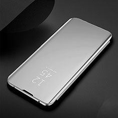 Coque Portefeuille Livre Cuir Miroir Housse Etui Clapet pour Samsung Galaxy M30s Argent