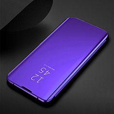 Coque Portefeuille Livre Cuir Miroir Housse Etui Clapet pour Samsung Galaxy M30s Violet