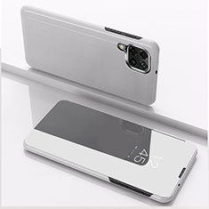 Coque Portefeuille Livre Cuir Miroir Housse Etui Clapet pour Samsung Galaxy M53 5G Argent