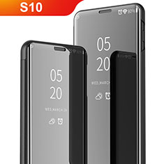 Coque Portefeuille Livre Cuir Miroir Housse Etui Clapet pour Samsung Galaxy S10 5G Noir
