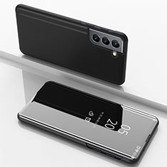 Coque Portefeuille Livre Cuir Miroir Housse Etui Clapet pour Samsung Galaxy S23 5G Noir