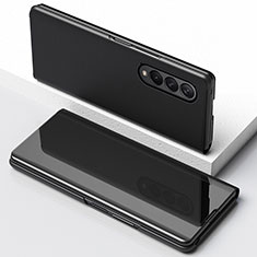 Coque Portefeuille Livre Cuir Miroir Housse Etui Clapet pour Samsung Galaxy Z Fold4 5G Noir