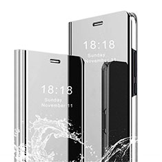 Coque Portefeuille Livre Cuir Miroir Housse Etui Clapet pour Xiaomi Mi 8 Pro Global Version Argent