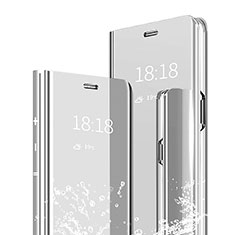 Coque Portefeuille Livre Cuir Miroir Housse Etui Clapet pour Xiaomi Mi 9 Lite Argent