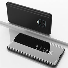 Coque Portefeuille Livre Cuir Miroir Housse Etui Clapet pour Xiaomi Redmi 10X Pro 5G Noir
