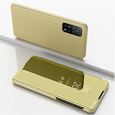 Coque Portefeuille Livre Cuir Miroir Housse Etui Clapet pour Xiaomi Redmi K30S 5G Or