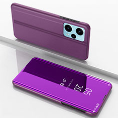 Coque Portefeuille Livre Cuir Miroir Housse Etui Clapet pour Xiaomi Redmi Note 12 Turbo 5G Violet