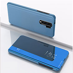 Coque Portefeuille Livre Cuir Miroir Housse Etui Clapet QH1 pour Xiaomi Poco M2 Bleu