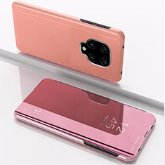 Coque Portefeuille Livre Cuir Miroir Housse Etui Clapet QH1 pour Xiaomi Poco M2 Pro Or Rose