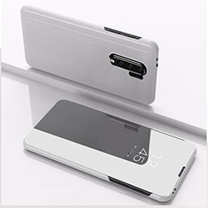 Coque Portefeuille Livre Cuir Miroir Housse Etui Clapet QH1 pour Xiaomi Redmi 9 Prime India Argent