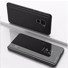 Coque Portefeuille Livre Cuir Miroir Housse Etui Clapet QH1 pour Xiaomi Redmi Note 9 Noir