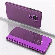 Coque Portefeuille Livre Cuir Miroir Housse Etui Clapet QH1 pour Xiaomi Redmi Note 9 Violet