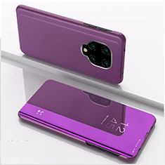 Coque Portefeuille Livre Cuir Miroir Housse Etui Clapet QH1 pour Xiaomi Redmi Note 9S Violet