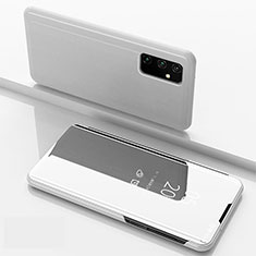 Coque Portefeuille Livre Cuir Miroir Housse Etui Clapet ZL1 pour Samsung Galaxy A15 4G Argent