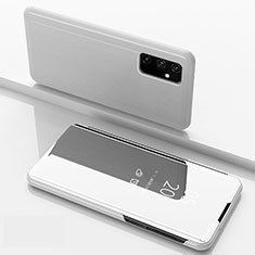 Coque Portefeuille Livre Cuir Miroir Housse Etui Clapet ZL1 pour Samsung Galaxy A15 LTE Argent