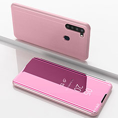 Coque Portefeuille Livre Cuir Miroir Housse Etui Clapet ZL1 pour Samsung Galaxy A21 Or Rose