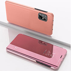 Coque Portefeuille Livre Cuir Miroir Housse Etui Clapet ZL1 pour Samsung Galaxy A51 5G Or Rose