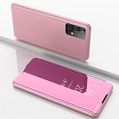 Coque Portefeuille Livre Cuir Miroir Housse Etui Clapet ZL1 pour Samsung Galaxy A52 5G Or Rose